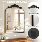 VooBang Vintage Arched Bathroom Mirror, 24x36 Inch Retro Wall Mounted Vanity - Image 4