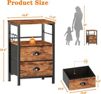 Furologee Nightstand with 2 Fabric Drawers, Night Stand with 2-Tier Shelf - Image 3