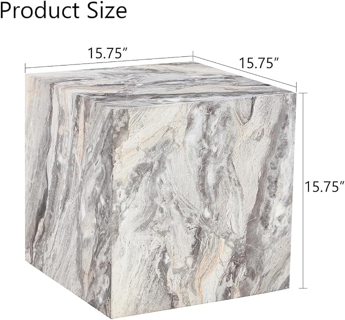 Side Table, End Table Living Room Table, Modern Sofa Couch Table, Faux Marble - Image 2