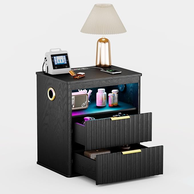 WOOVIVS Modern NightStand with Smart Human Sensor Lights, Bedside Table - Image 9