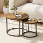 Garden 4 you Nesting Coffee Table, 23.6" Round Coffee Table Set of 2, Wooden by Garden4you