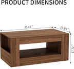 39" Wood Coffee Table for Living Room, Sides Storage - Image 2