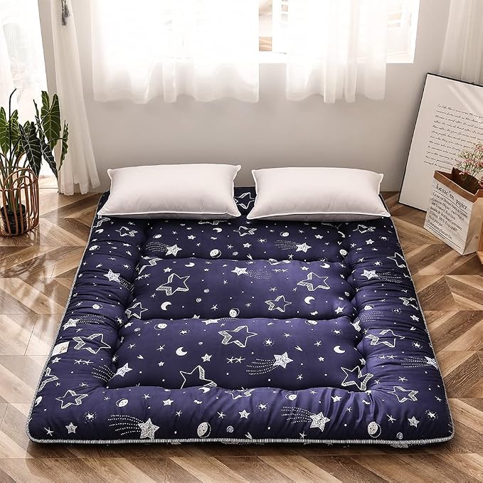 MAXYOYO Navy Star Futon Mattress Japanese Floor Mattress Tatami Floor Mat by MAXYOYO