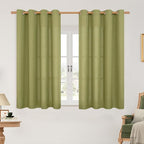 Moss Green Short Linen Curtains 45 inch by LAMIT
