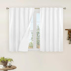 100% Blackout White Linen Curtains 40 Inches by LAMIT