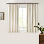 Cream Beige Pleated Black Out Linen 45 Inch Curtains by Twodrapes