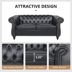 Mid-Century 2 Seater Sofa, Faux Leather Loveseat - Image 5