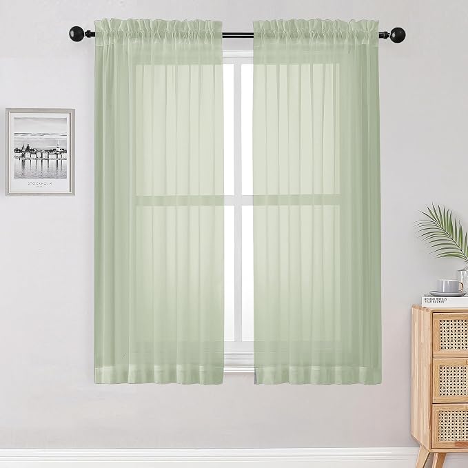 Sheer Curtains 54 inches Long 2 Panles by OWENIE