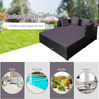 COSTWAY Outdoor Patio Rattan Daybed, Sponge Cushioned Loveseat Sofa - Image 7