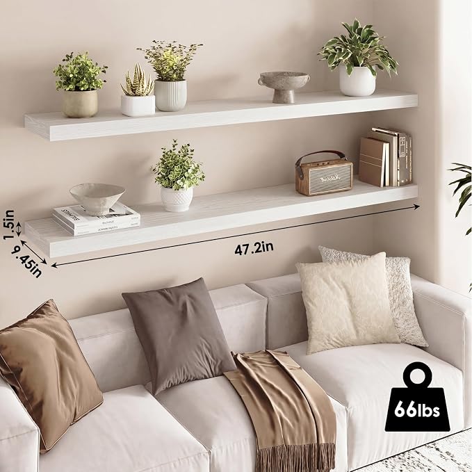 Fixwal Floating Shelves for Wall, 47.2" Long Heavy Duty Wall Mounted Rustic - Image 3