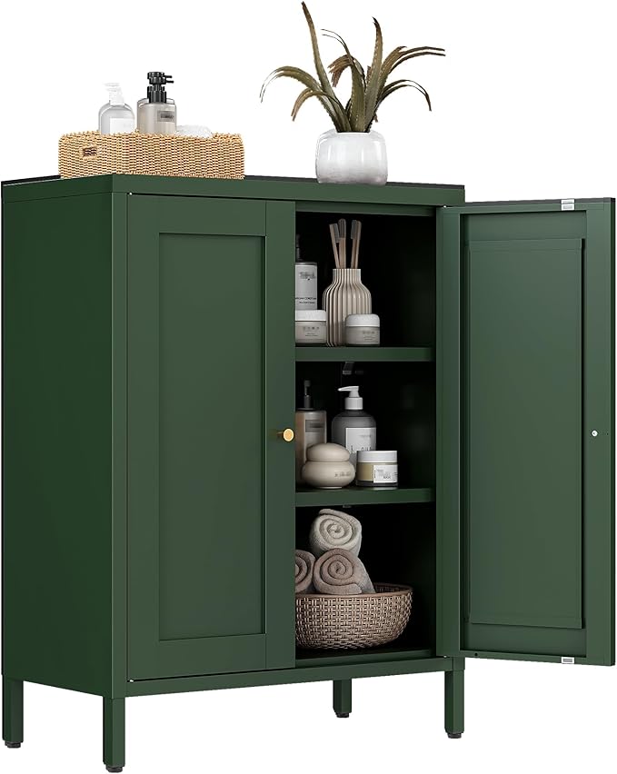 Bevivog Small Bathroom Storage Cabinet, Metal Floor Cabinets Sideboard by BevivogStylishCabinetsOrganizeYourSpace