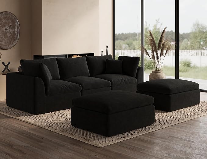 ohllob 110" U Shaped Couch, Cloud Sectional Couches - Image 3