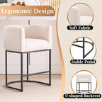 ClinQ 26" H Counter Height Bar Stools Set of 6, Modern Barrel Counter Stools - Image 3