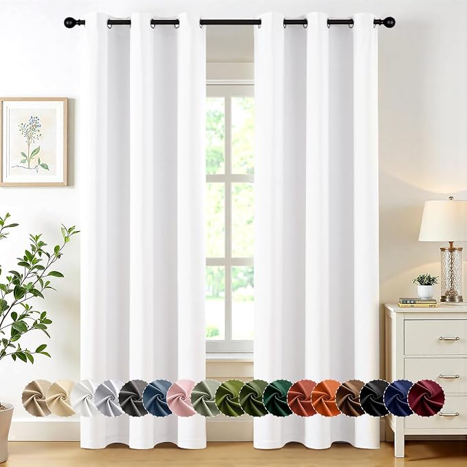 MIULEE Blackout Curtains for Bedroom 2 Panels 40 x 84 Inch Long Pure White | by MIULEE
