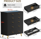 Drawer Dresser with LED Lights, 30.7" W x 39" H Tall Tempered Glass Top Dresser - Image 2