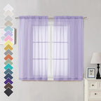 Lavender Sheer Curtains 54 Inches Long 2 Panels by OVZME
