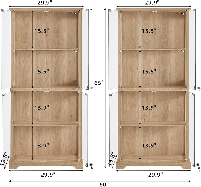 LELELINKY Farmhouse Display Cabinet Set of 2 - Image 3