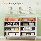 VINGLI Fluted White Dresser, Led Dresser 6 Drawer - Image 9
