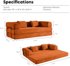 ZEIINPA Convertible Folding Couch Bed, Comfy Corduroy Sleeper Floor Sofa Bed - Image 2