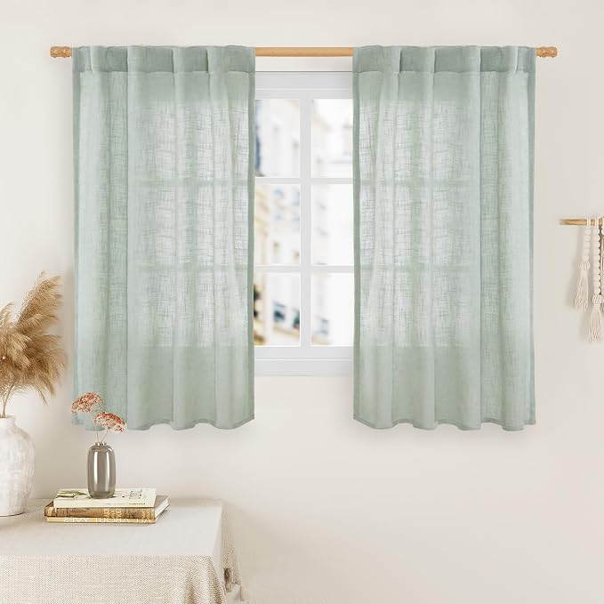 54 Inch Semi Sheer Window Linen Curtains, Light Filtering Panels | Linen by LAMIT
