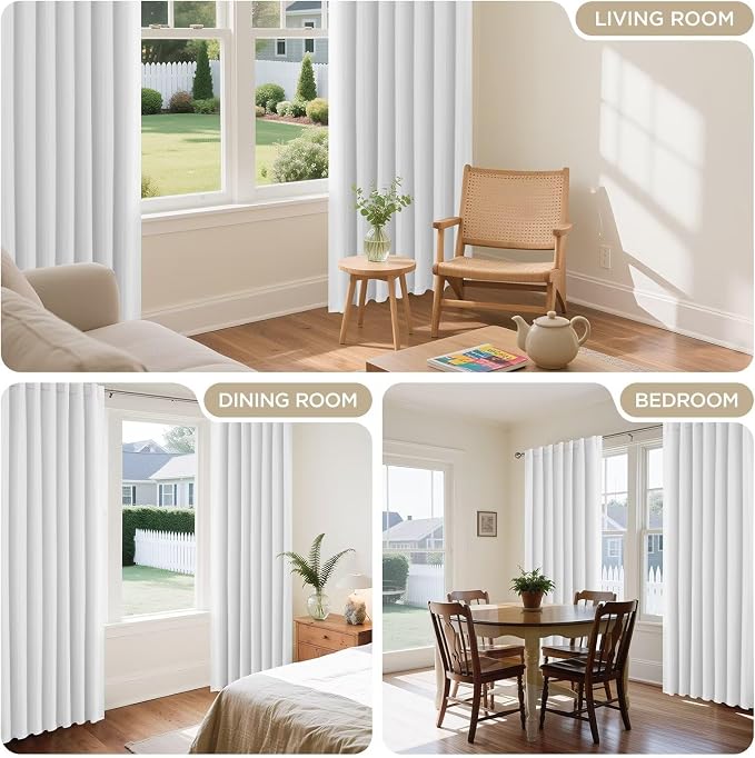 Joydeco 72 Inch 60% Blackout White Curtains 2 Panels, Elegant Semi Sheer - Image 5