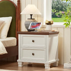 SAVOR LIFE Farmhouse Nightstand Set of 2, Rustic Low Nightstands - Image 6