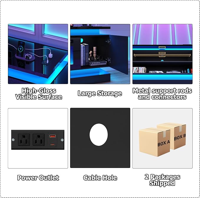 chartustriable 81IN LED TV Stands w/50 inch Fireplace Power Outlet - Image 7