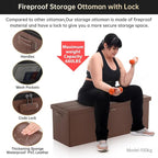 DocSafe Storage Ottoman Bench, Fireproof＆Waterproof Folding Bench - Image 6