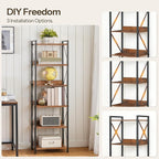HOOBRO Bookshelf, 6-Tier Industrial Bookcase, Book Shelf Storage Organizer - Image 7