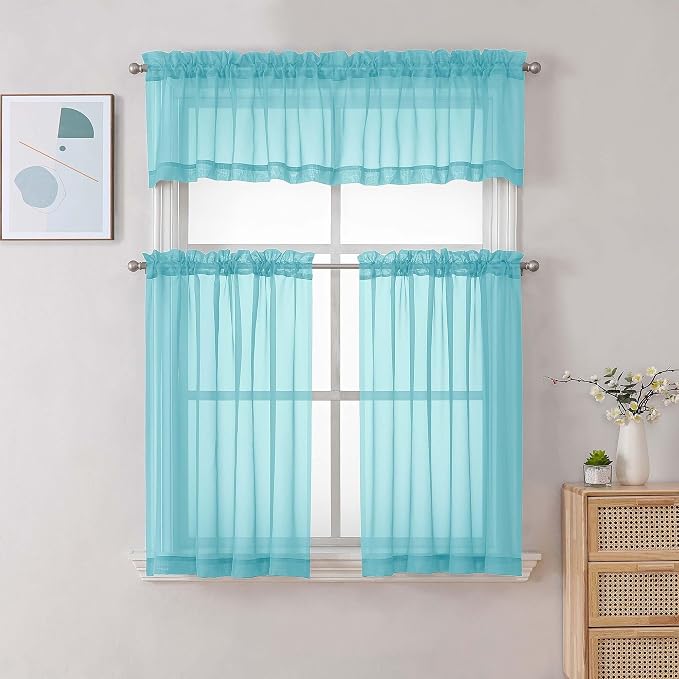 Chyhomenyc Sheer Curtains 36 inch Length 2 Panels Set, Light Filtering Voile - Image 2