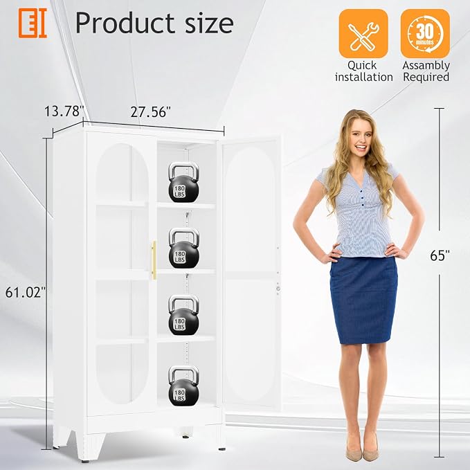 PAOFIN 61" H Locking Display Cabinet - Image 2