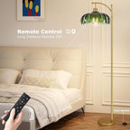 QIYIZM Glass Floor Lamp for Living Room, Mid Century Modern Brass Tall Lamp - Image 4