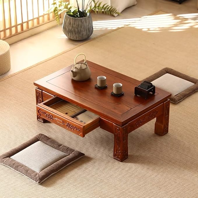 Antique Coffee Table, Japanese Style Low Wooden Table Tea Table - Image 2