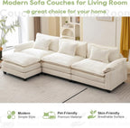 Oprisen 120" Modular Sectional Sofa, Comfy Cloud Couch Sectional Sofa - Image 7