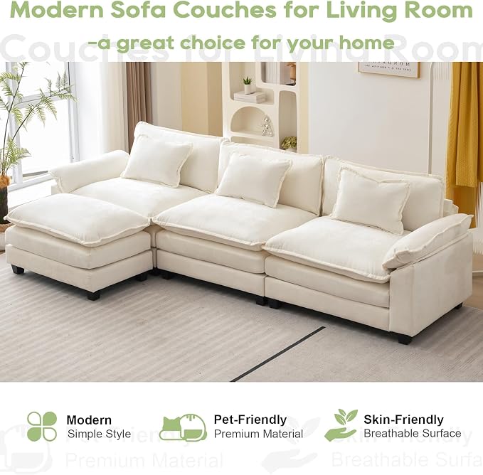 Oprisen 120" Modular Sectional Sofa, Comfy Cloud Couch Sectional Sofa - Image 7