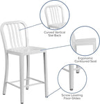 Flash Furniture Commercial Grade 24" High White Metal Indoor-Outdoor Counter - Image 5
