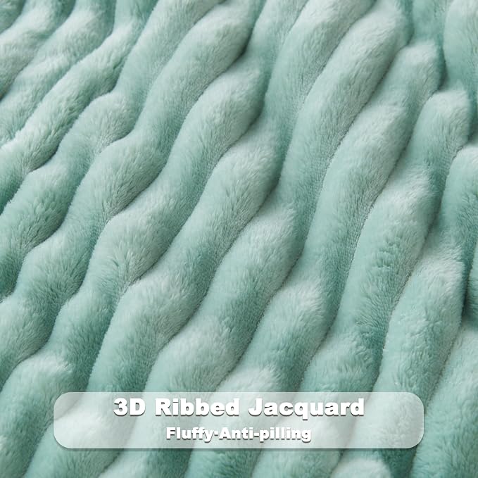 NEWCOSPLAY Fleece Ribbed Cozy Throw Blanket - Image 5