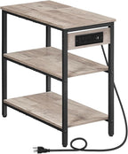 HOOBRO End Table with Charging Station, Simple Rustic Side Table with 3-Tier by HOOBRO