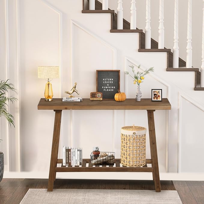 HOKYHOKY Reclaimed Solid Wood Console Table, 43.3" Farmhouse Entryway Table - Image 8