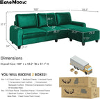EASE MOOSE Large Seat Velvet L-Shaped Sofa, Soft 4 Seat Couch - Image 2
