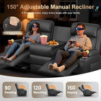 3-Seater Loveseat Recliner Sofa, Home Theater Seating Reclining Couch - Image 3