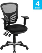 Flash Furniture Nicholas Mid-Back Black Mesh Multifunction Executive Swivel - Image 4