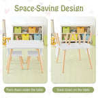 Costzon Kids Table and Chair Set, 3 Pieces Wooden Activity Table & 2 Rabbit - Image 8