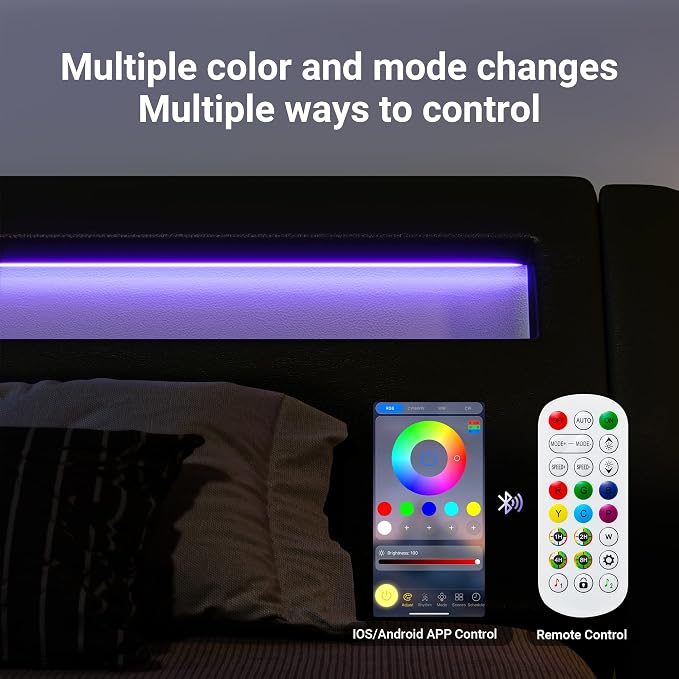 Allewie King Size LED Platform Bed Frame - Image 5