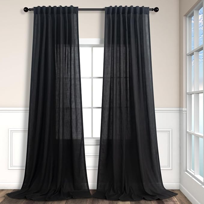 Pitalk Black Extra Long Curtains 120 Inches Long by Pitalk