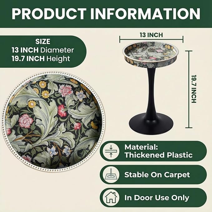 Gesodant Boho Chic Round Side Table, Stable Hourglass Pedestal Base, Unique - Image 3