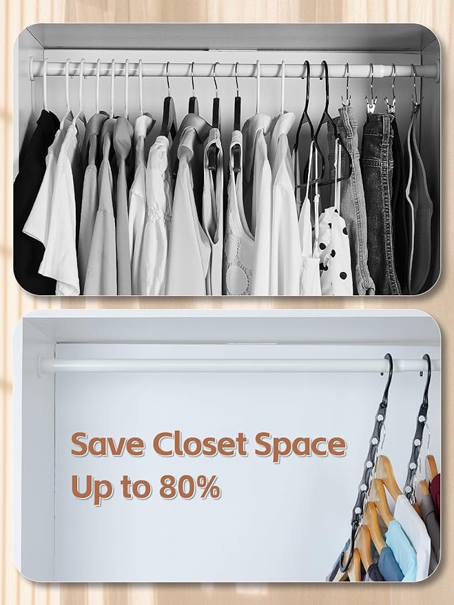 HOUSE DAY Space Saving Hangers, 8 Pack, Collapsible Closet Organizer, Smart - Image 2