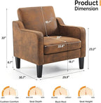 VINGLI Accent Chairs Set of 2 Living Room Chairs Rustic Reading Chair - Image 2