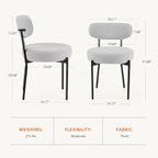 Sweetcrispy Dining Chairs Set of 2, Boucle Upholstered Modern Mid Century Round - Image 2