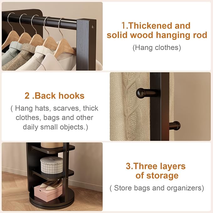 WoodsWhisper Full Length Mirror Coat Rack Solid Wood Floor Mirror 66"x12" Full - Image 8